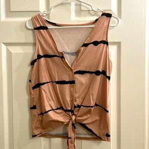 Tan and black stripe sleeveless top